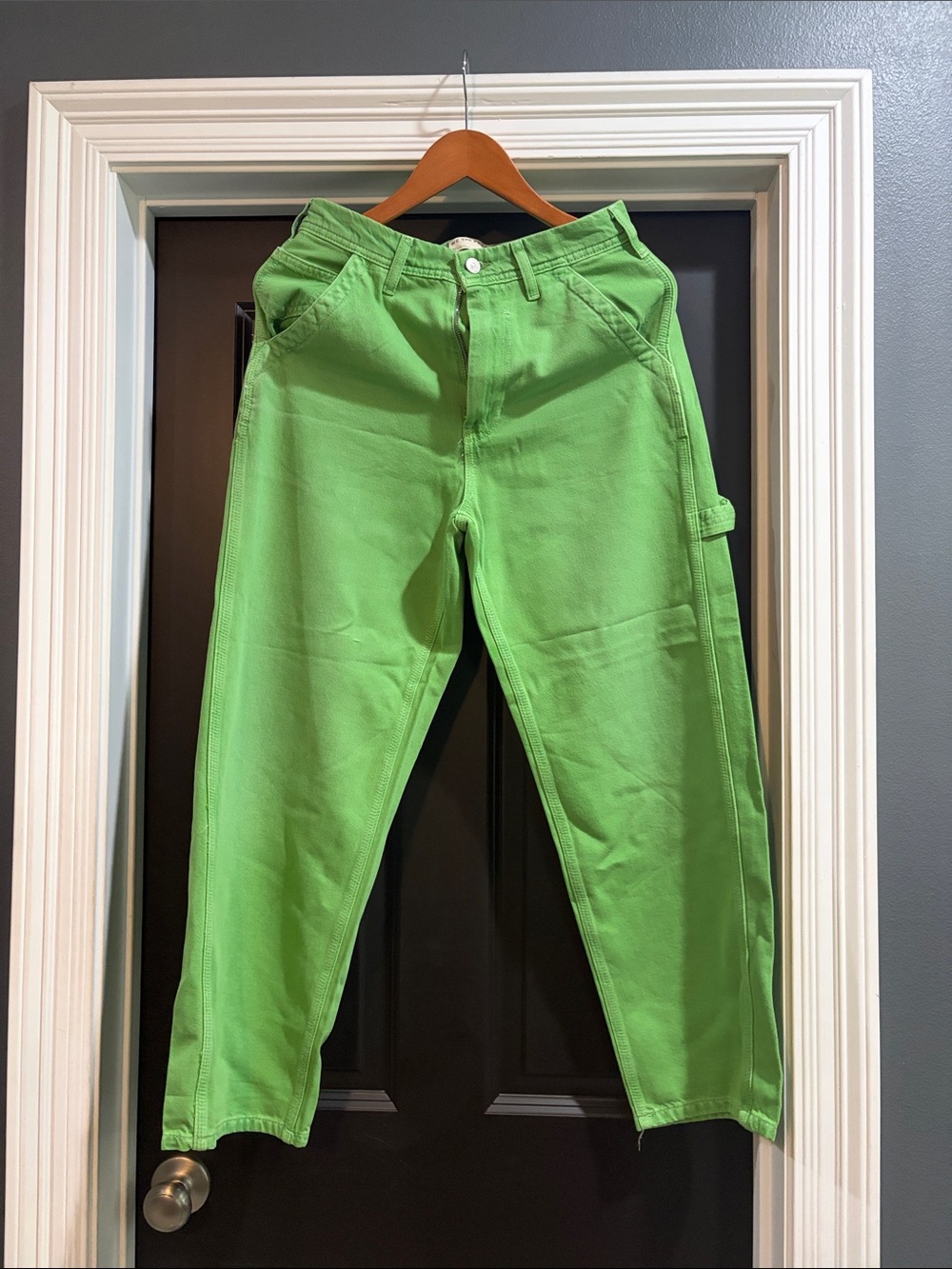 Free People Green Cargo Jeans waist 14”